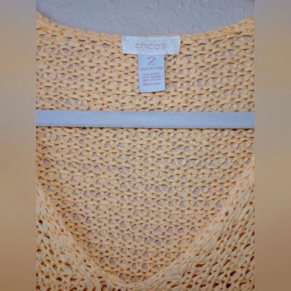 Chico's Women Sweater Yellow Pullover Long Sleeve Size 2 - Picture 4 of 9